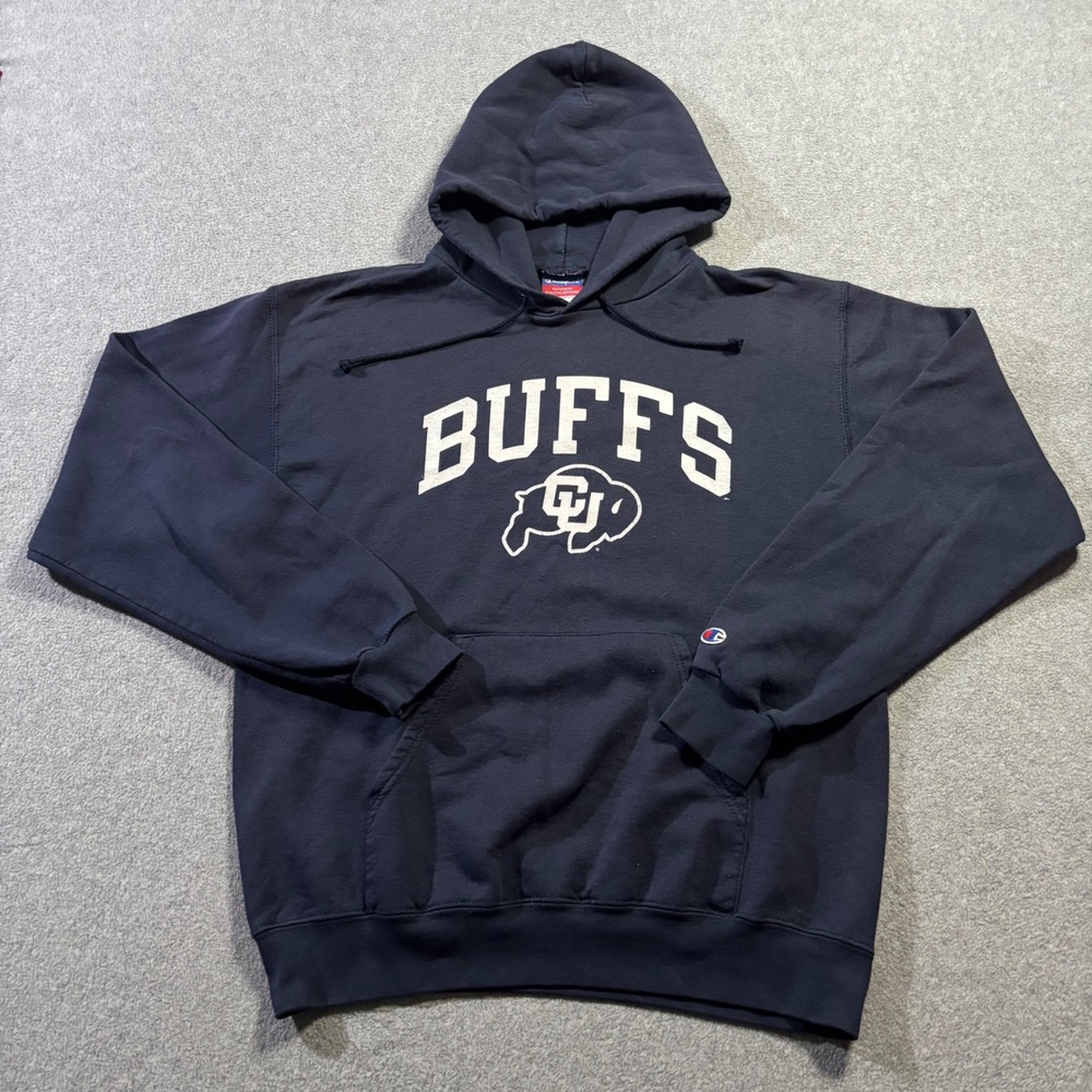 Champion CU Buffs Hoodie Mens Medium Navy Blue Colorado University Sweatshirt